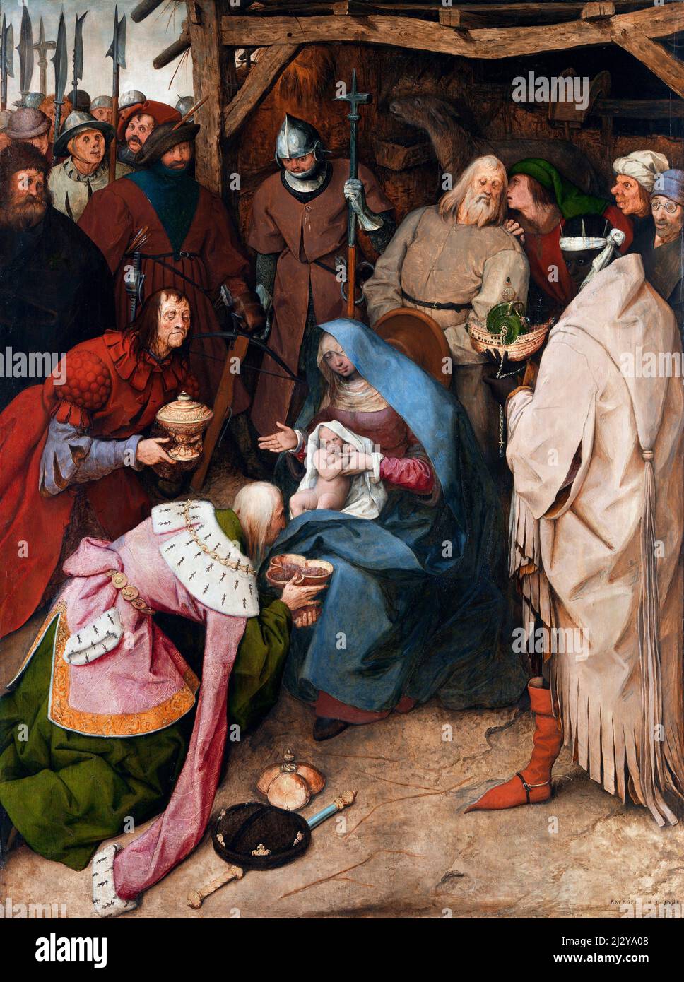 L'Adorazione dei Re di Pieter Bruegel il Vecchio (c. 1525/30-1569), olio di quercia, 1564 Foto Stock
