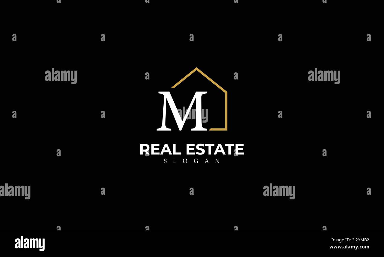 Alphabet M Real Estate Monogram Vector Logo Design, lettera M Casa icona modello Illustrazione Vettoriale