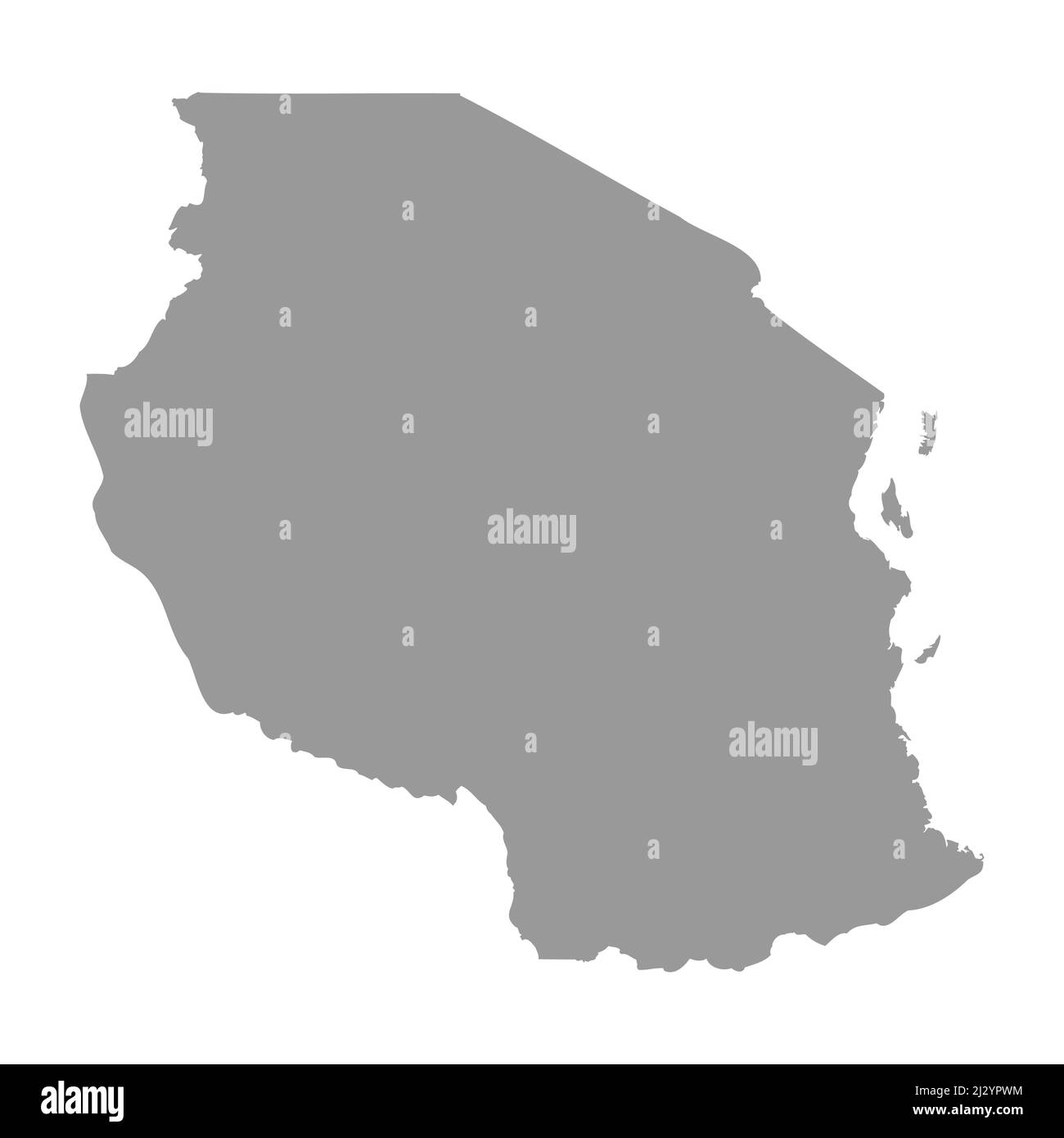 Silhouette della mappa del paese vettoriale della Tanzania Illustrazione Vettoriale