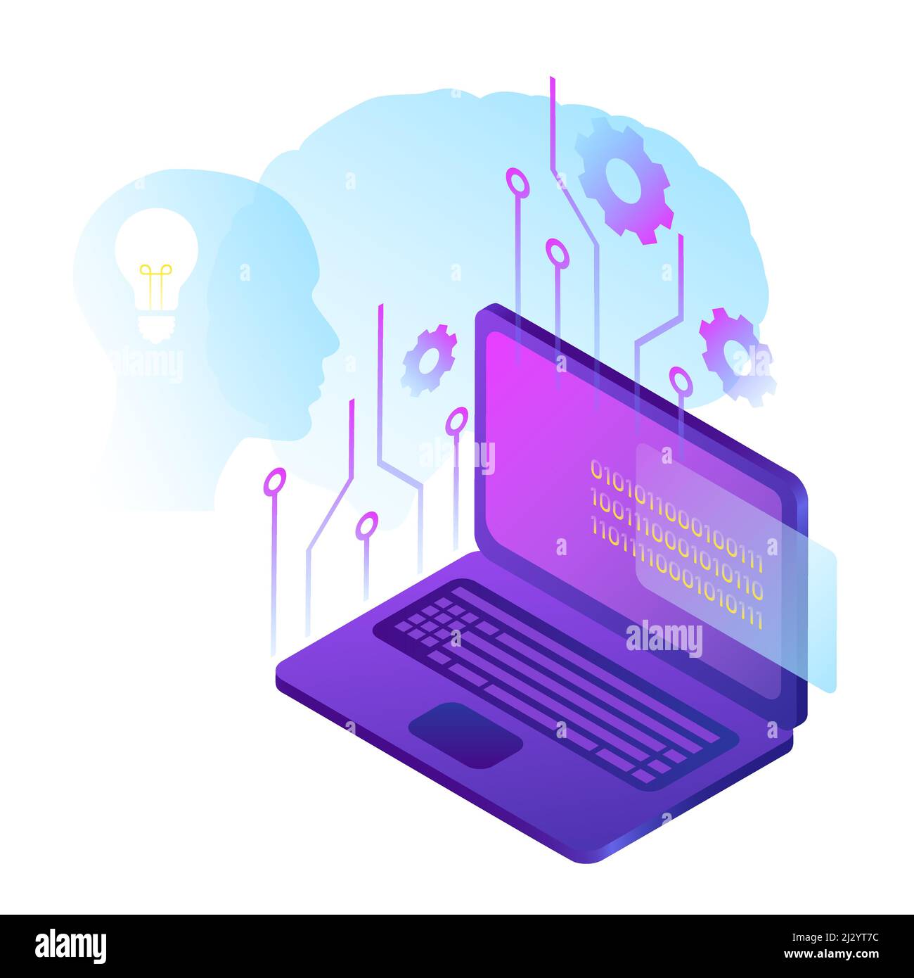 Illustrazione dell'intelligenza artificiale per l'apprendimento automatico. Intelligenza artificiale. . Illustrazione vettoriale Illustrazione Vettoriale