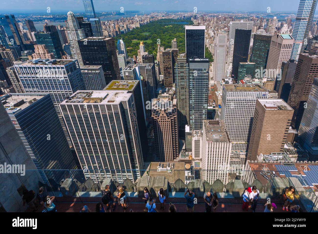New York City; Manhattan; il Rockefeller Center; Vista di Central Park da Top of the Rock Foto Stock