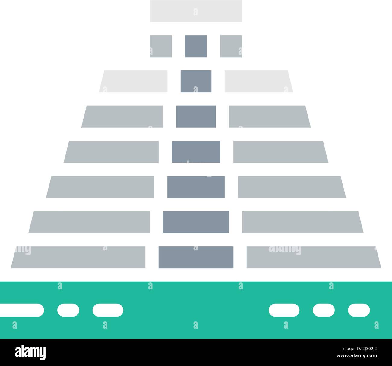 Kiev, Ucraina - 1 marzo 2022: Piramide vettoriale di Kukulkan a Chichen Itza, Messico, icona della linea bianca di riferimento. Illustrazione Vettoriale