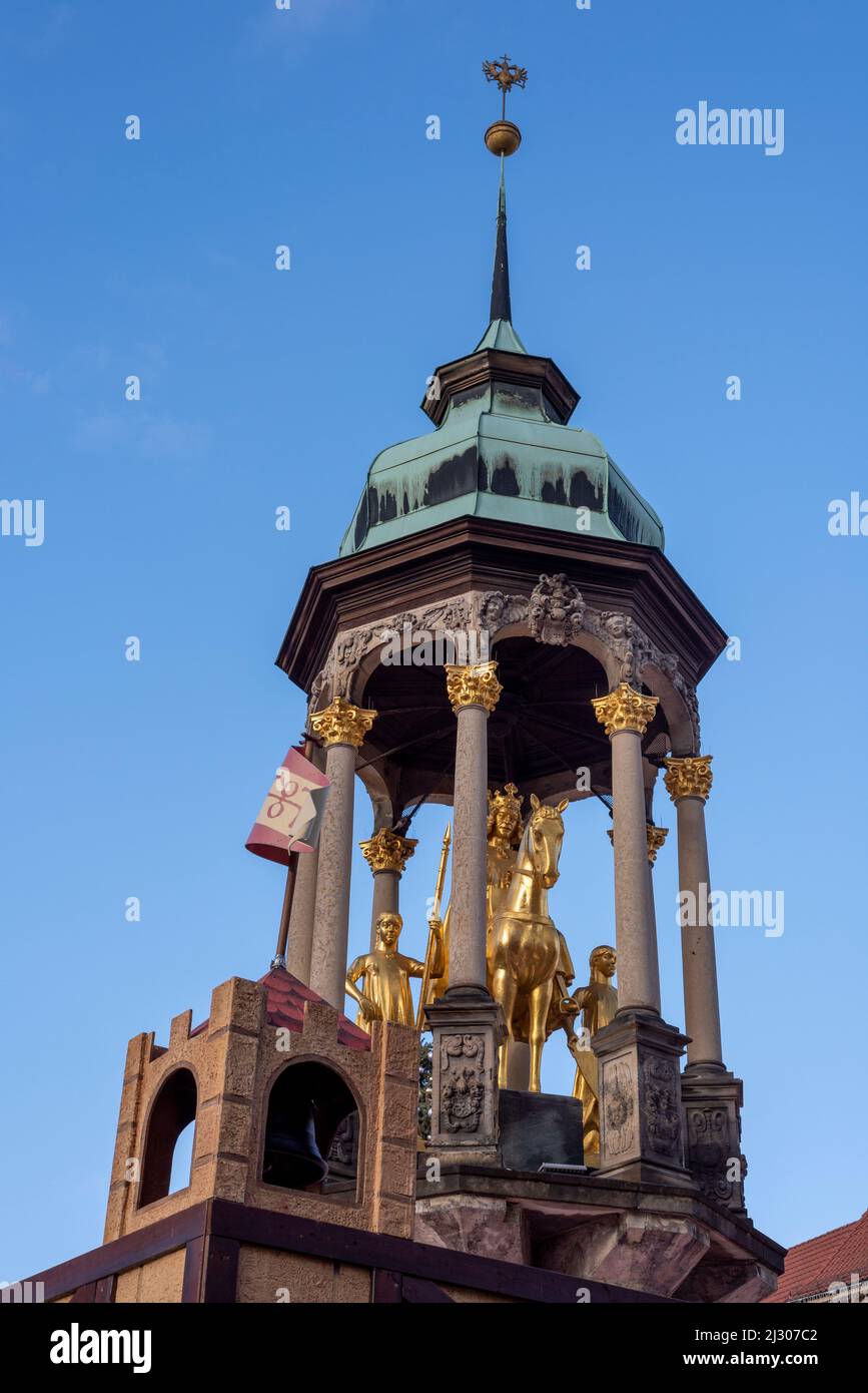 Goldener Reiter, Alter Markt, Magdeburg, Sassonia-Anhalt, Germania Foto Stock