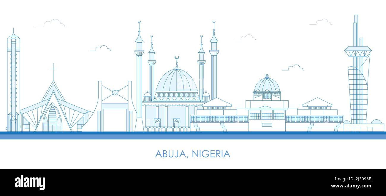 Profilo panorama Skyline della città di Abuja, Nigeria - illustrazione vettoriale Illustrazione Vettoriale