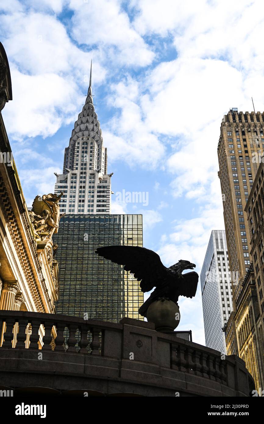 Vista della Grand Central Station e del Chrysler Building a New York City Foto Stock