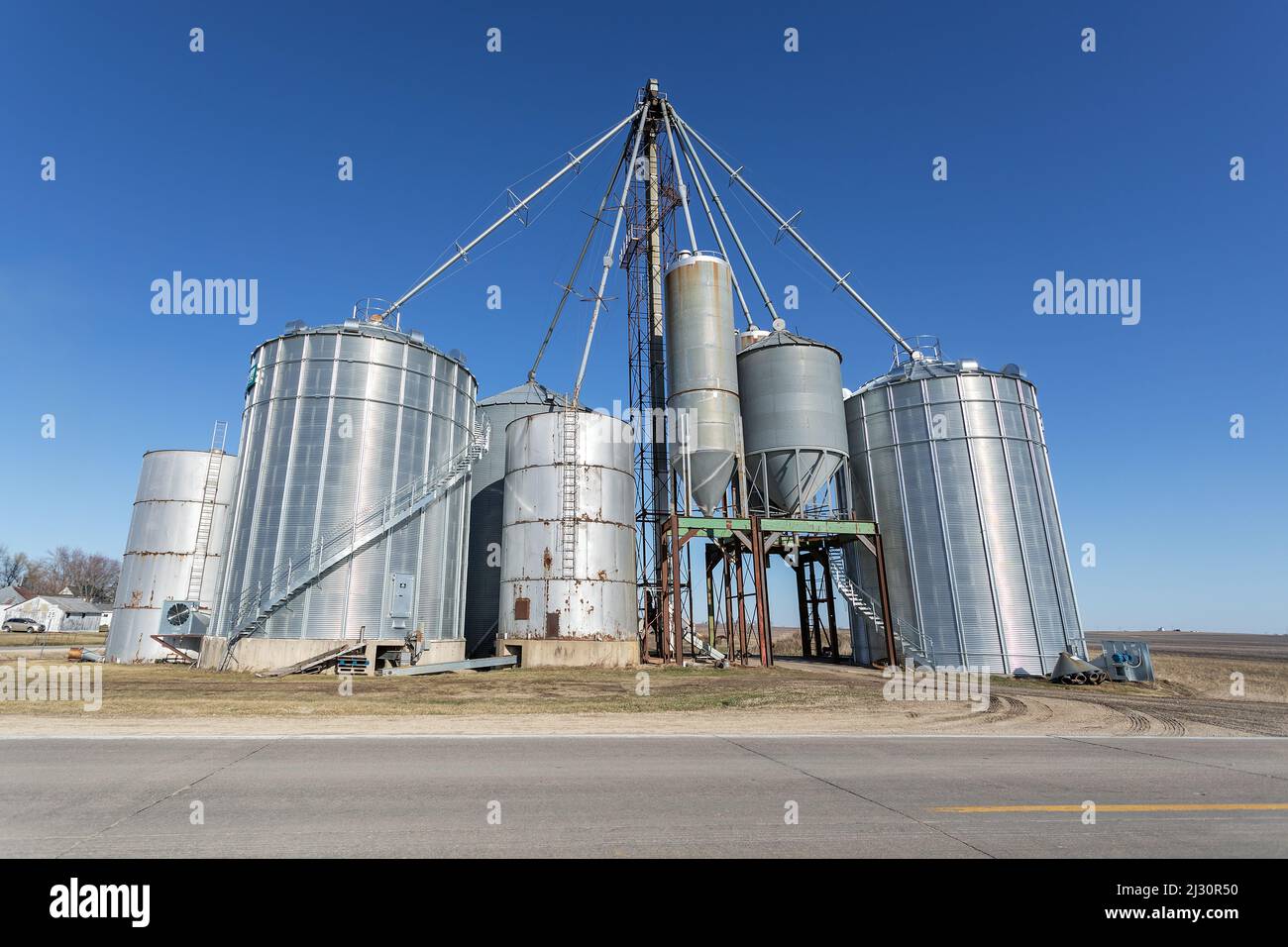 Elevatore di grano in Morley; Iowa Foto Stock