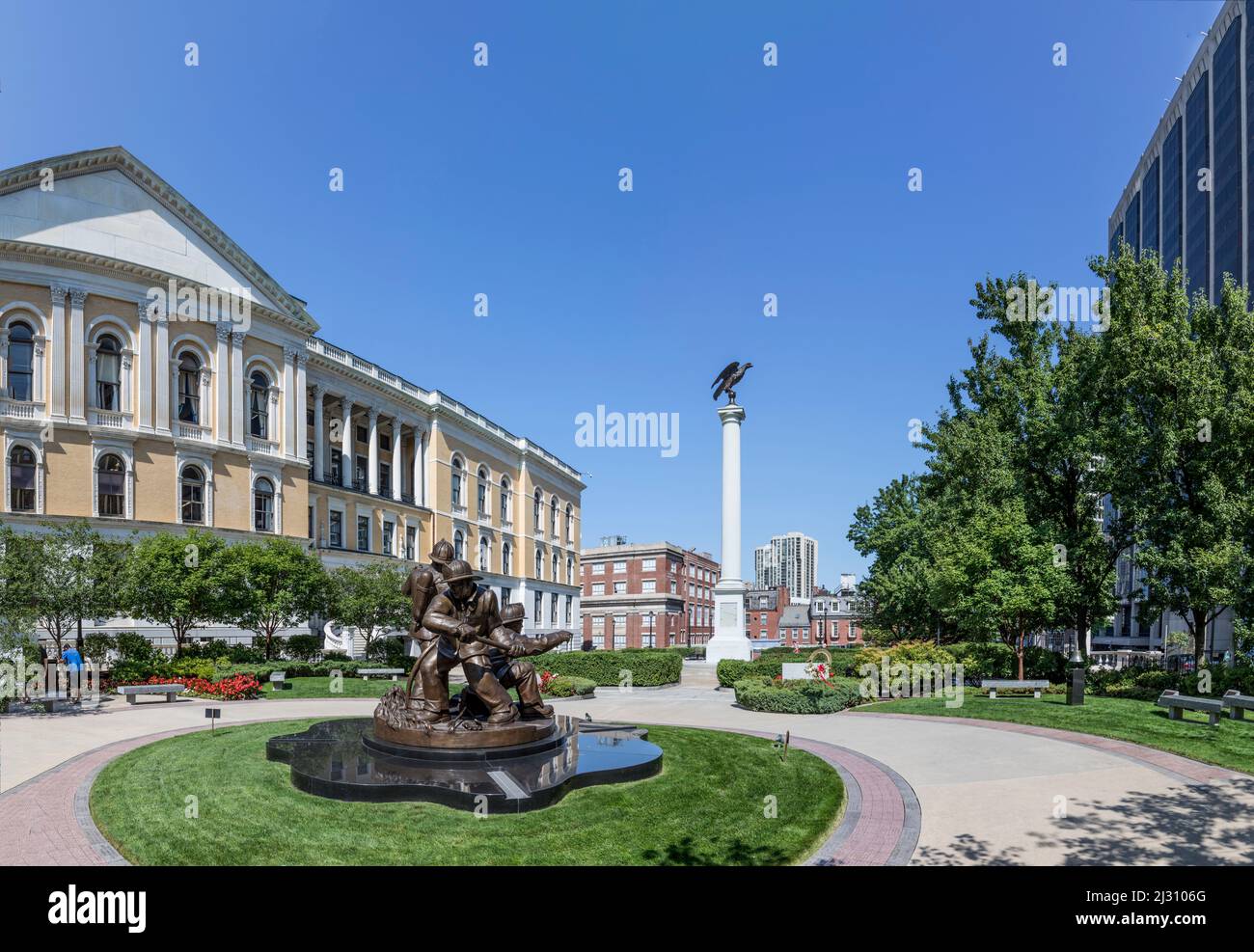 BOSTON, USA - 13 SETTEMBRE 2017: Il Boston Fallen Firefighters Memorial è stato inaugurato il 11 settembre 2007. Foto Stock