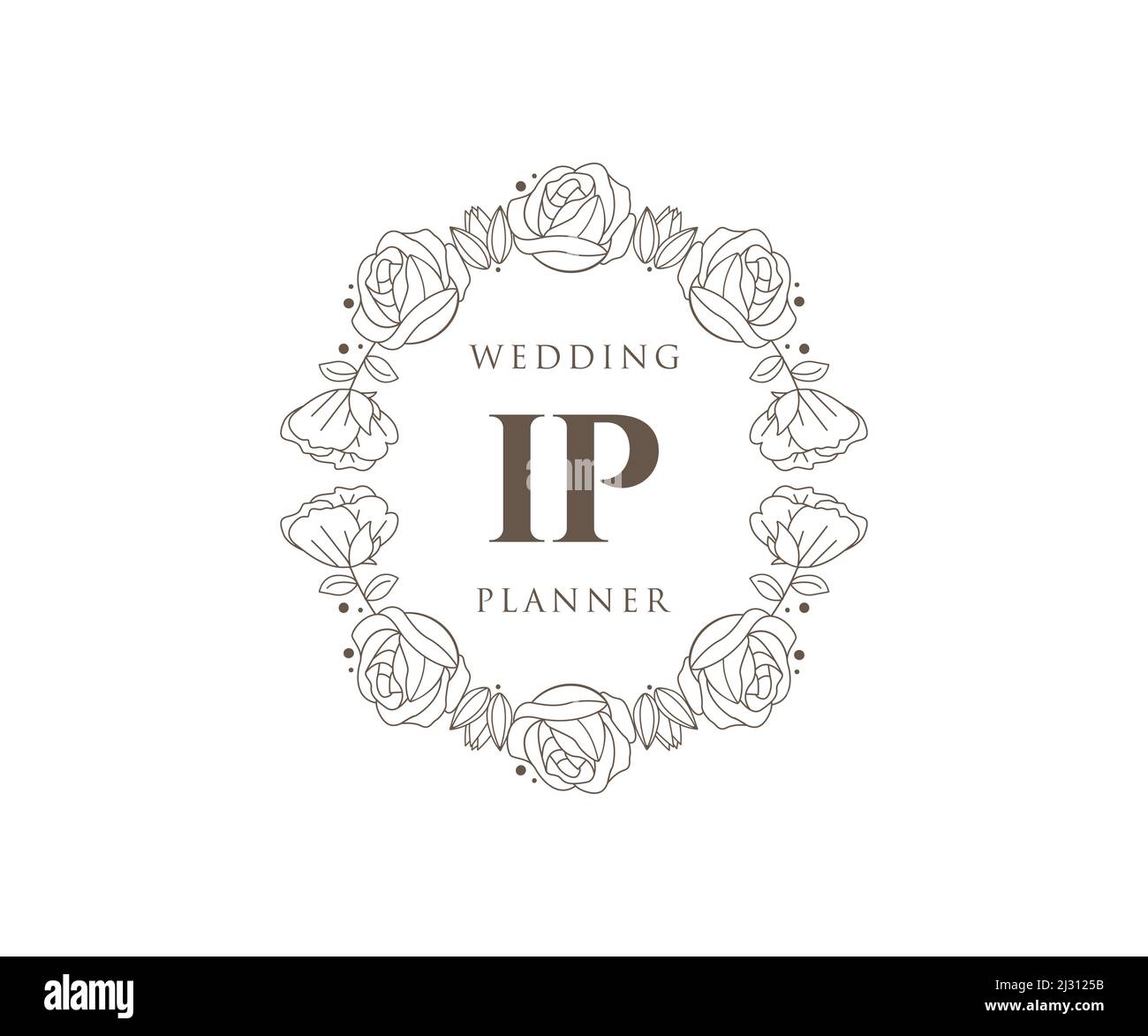 IP iniziali lettera Wedding monogramma collezione loghi, modelli moderni minimalistici e floreali disegnati a mano per carte di invito, Salva la data, elegante Illustrazione Vettoriale