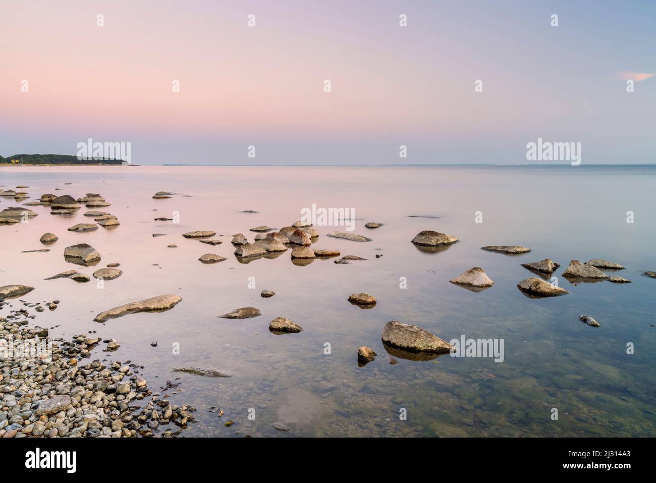 Dopo il bagliore a Bodden, Klein Zicker, Ruegen Island, Meclemburgo-Pomerania occidentale, Germania Foto Stock