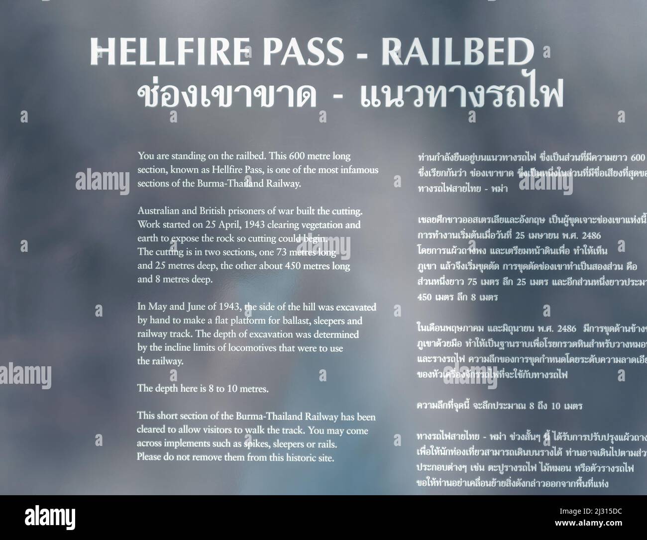 Hellfire Pass sul famigerato Birmania in Thailandia la ferrovia della morte, dove migliaia di prigionieri di guerra alleati asiatici e gli operai sono morti durante la Seconda Guerra Mondiale. Foto Stock