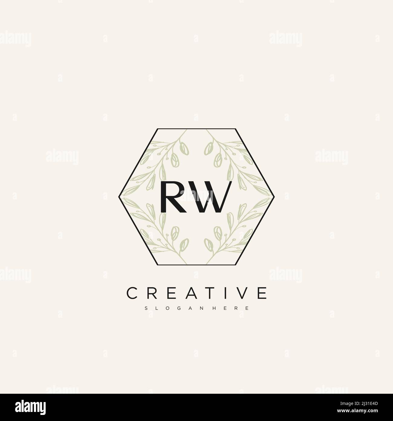 RW Initial Letter Flower Logo Template vettore premium Illustrazione Vettoriale