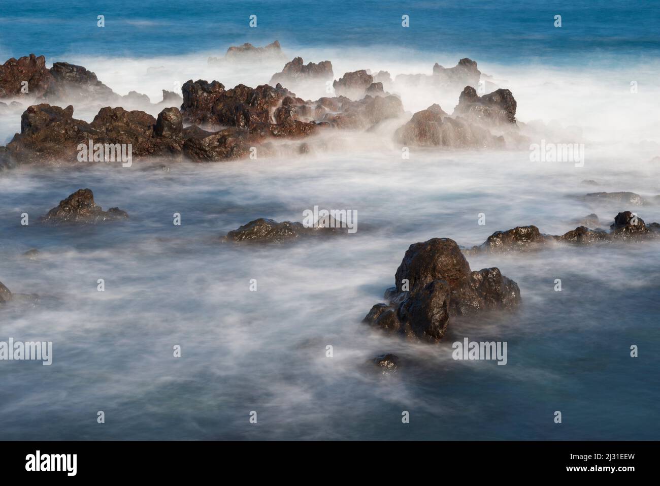 Costa atlantica a Puerto de la Cruz, Tenerife, Isole Canarie, Spagna, Europa Foto Stock