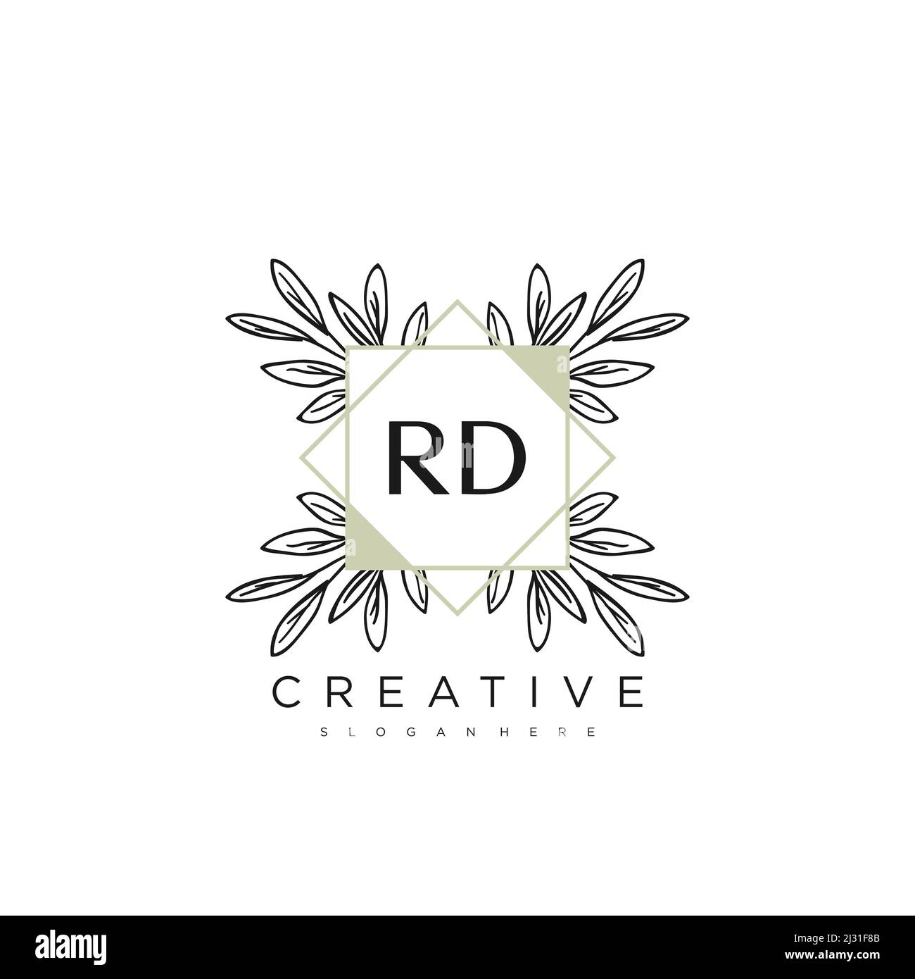 RD Initial Letter Flower Logo Template vettore premium Illustrazione Vettoriale