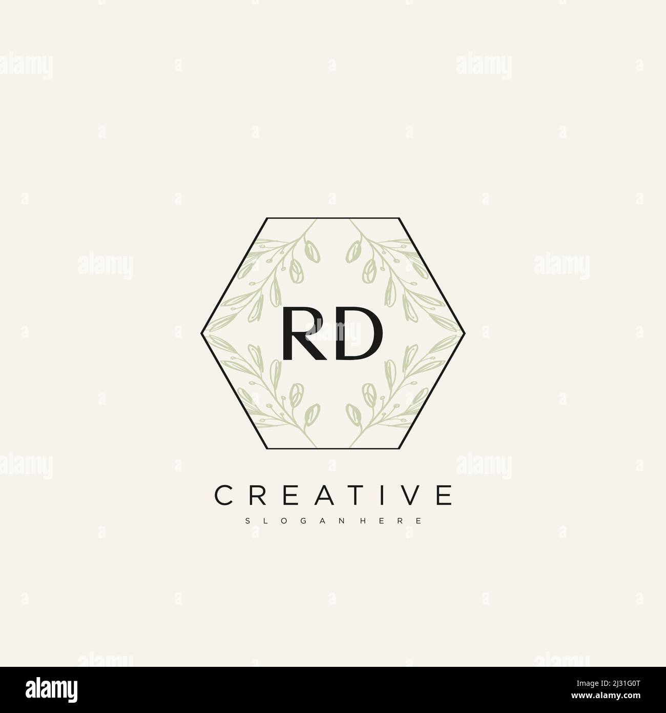 RD Initial Letter Flower Logo Template vettore premium Illustrazione Vettoriale