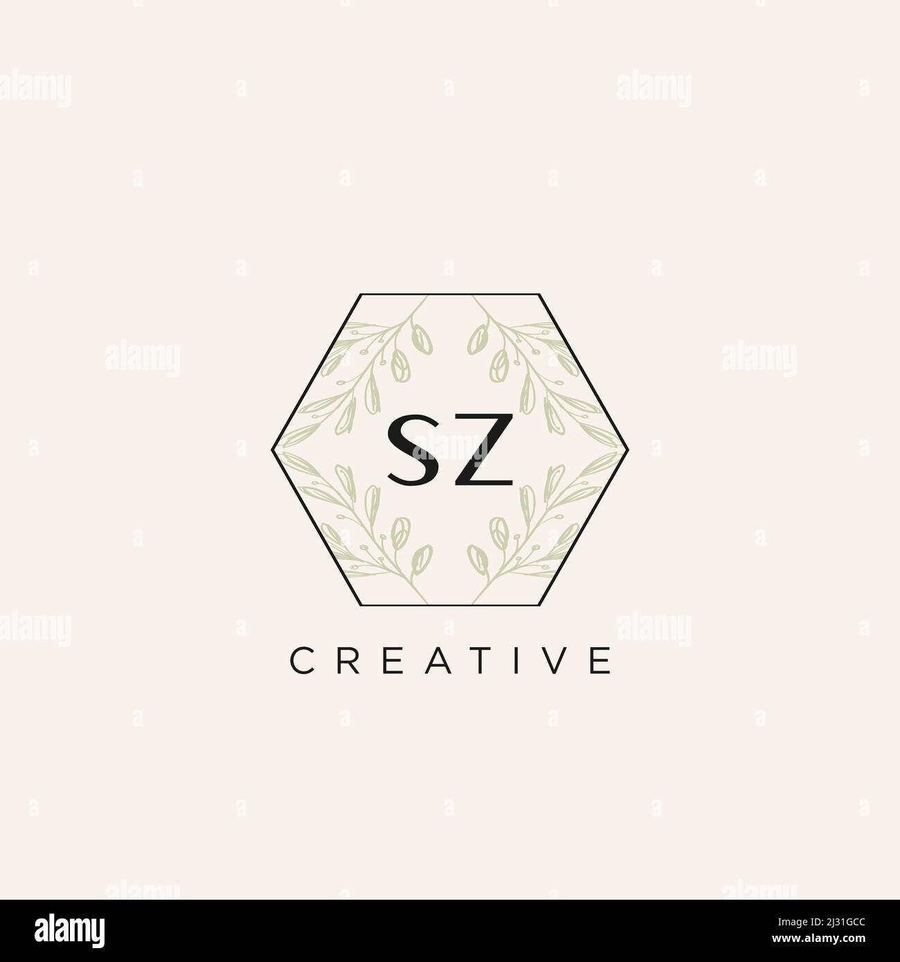 SZ Initial Letter Flower Logo Template vettore premium Illustrazione Vettoriale