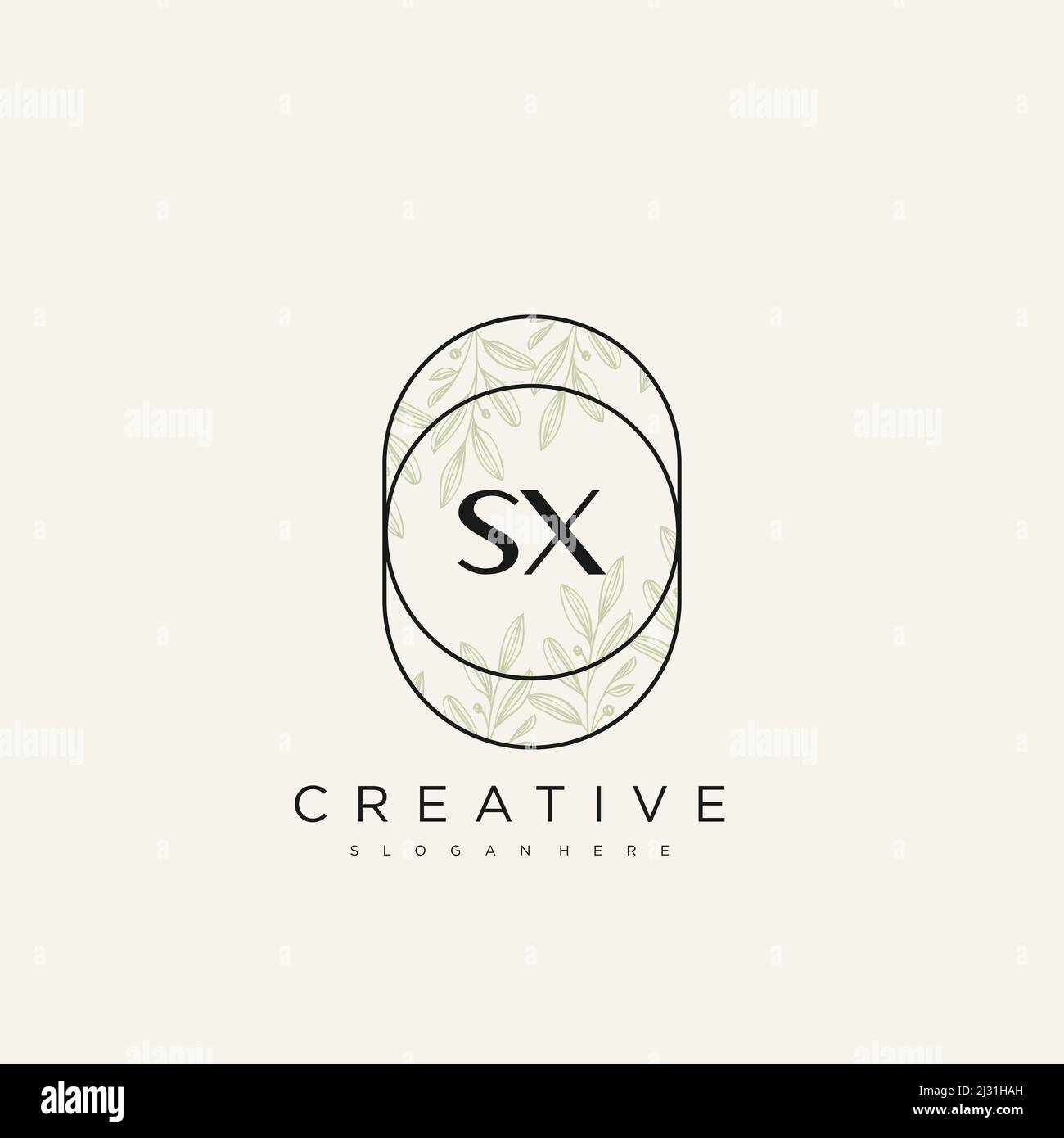 SX Initial Letter Flower Logo Template vettore premium Illustrazione Vettoriale