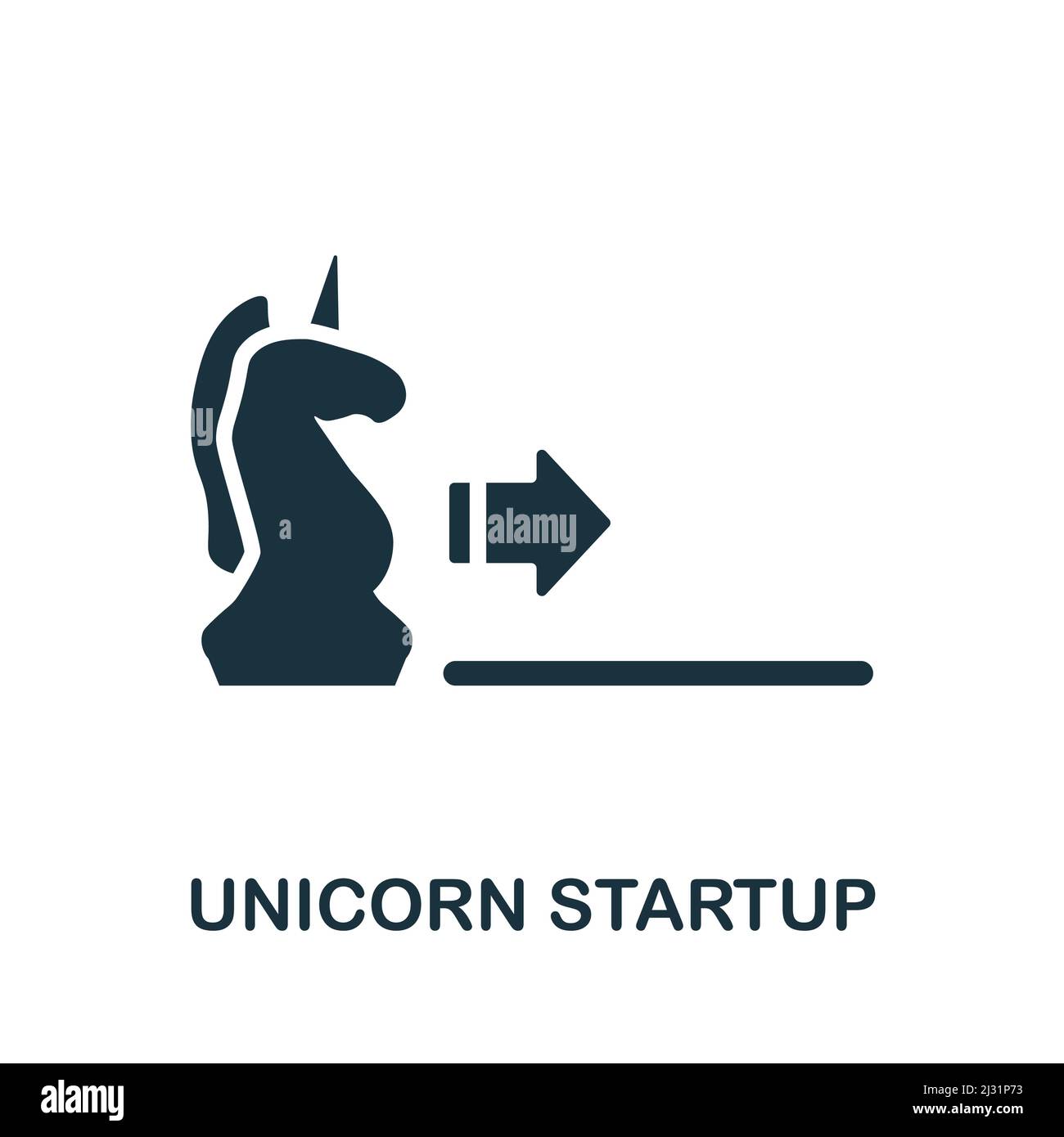 Icona di avvio Unicorn. Icona monocromatica di avvio unicorno semplice per modelli, web design e infografiche Illustrazione Vettoriale