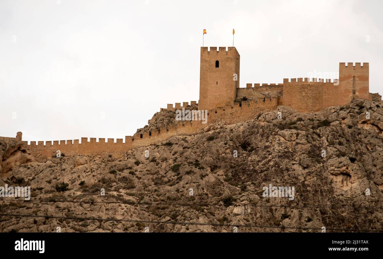 Sax Castle Spagna, regione di Valencia Foto Stock