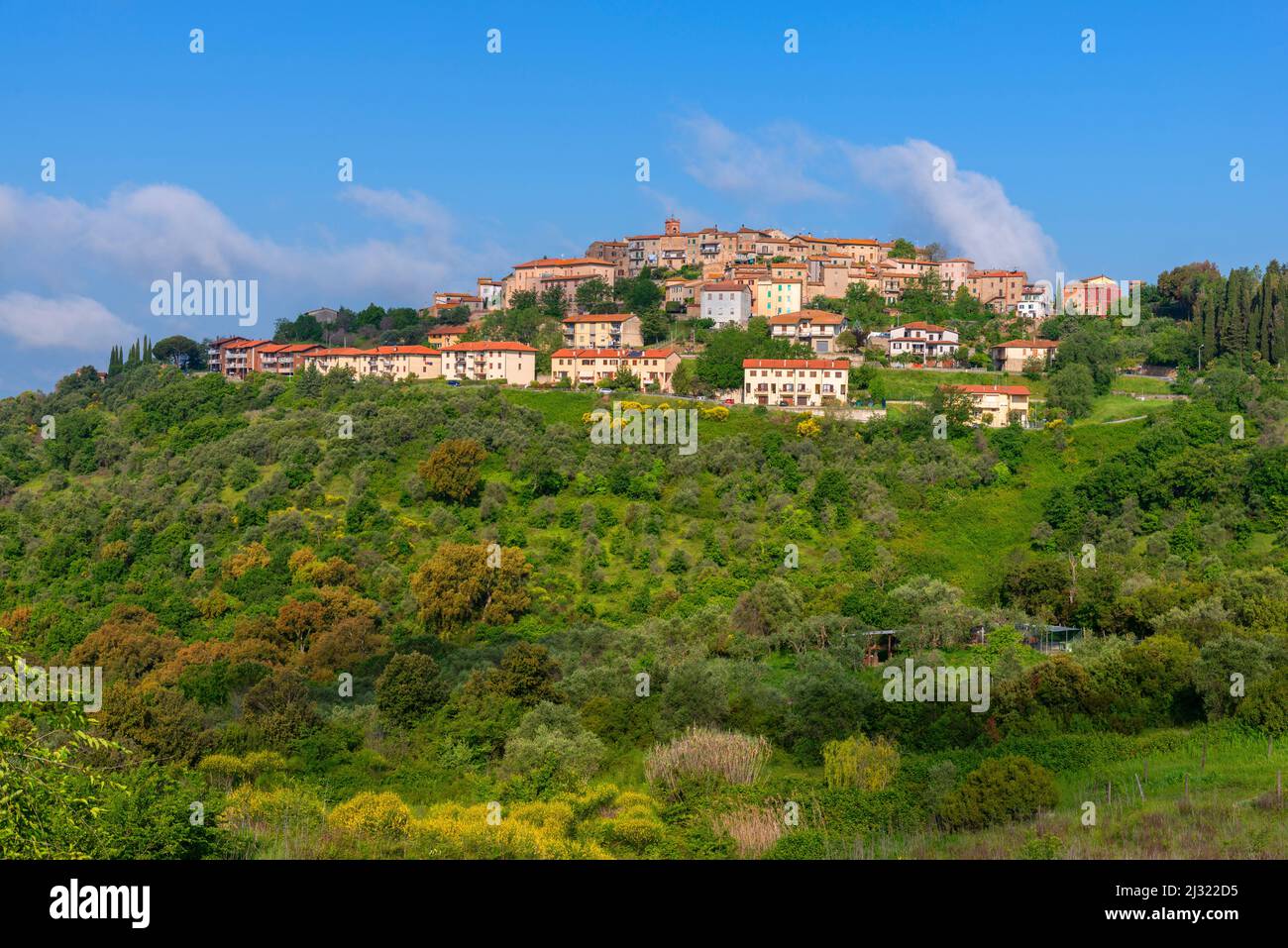 Vista di Civitella Marittima, Civitella Paganico, Maremma, Provincia di Grosseto, Toscana, Italia Foto Stock