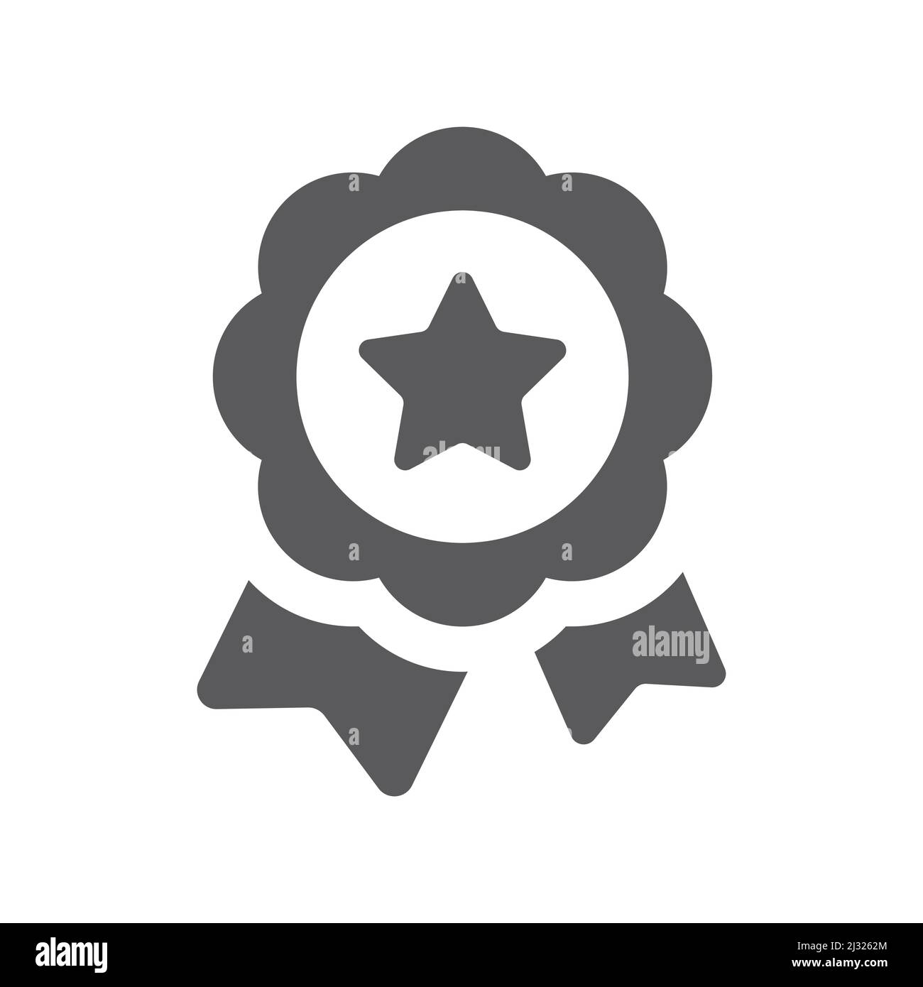 Icona vettoriale nero badge premio. Simbolo di riempimento del nastro con stella di qualità. Illustrazione Vettoriale