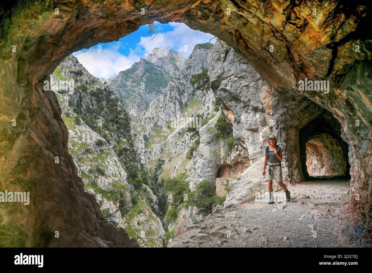 Spagna, Gola del Rio Cares, massiccio calcareo dei Picos de Europa, Montagne Cantabriane, Cantabria Foto Stock