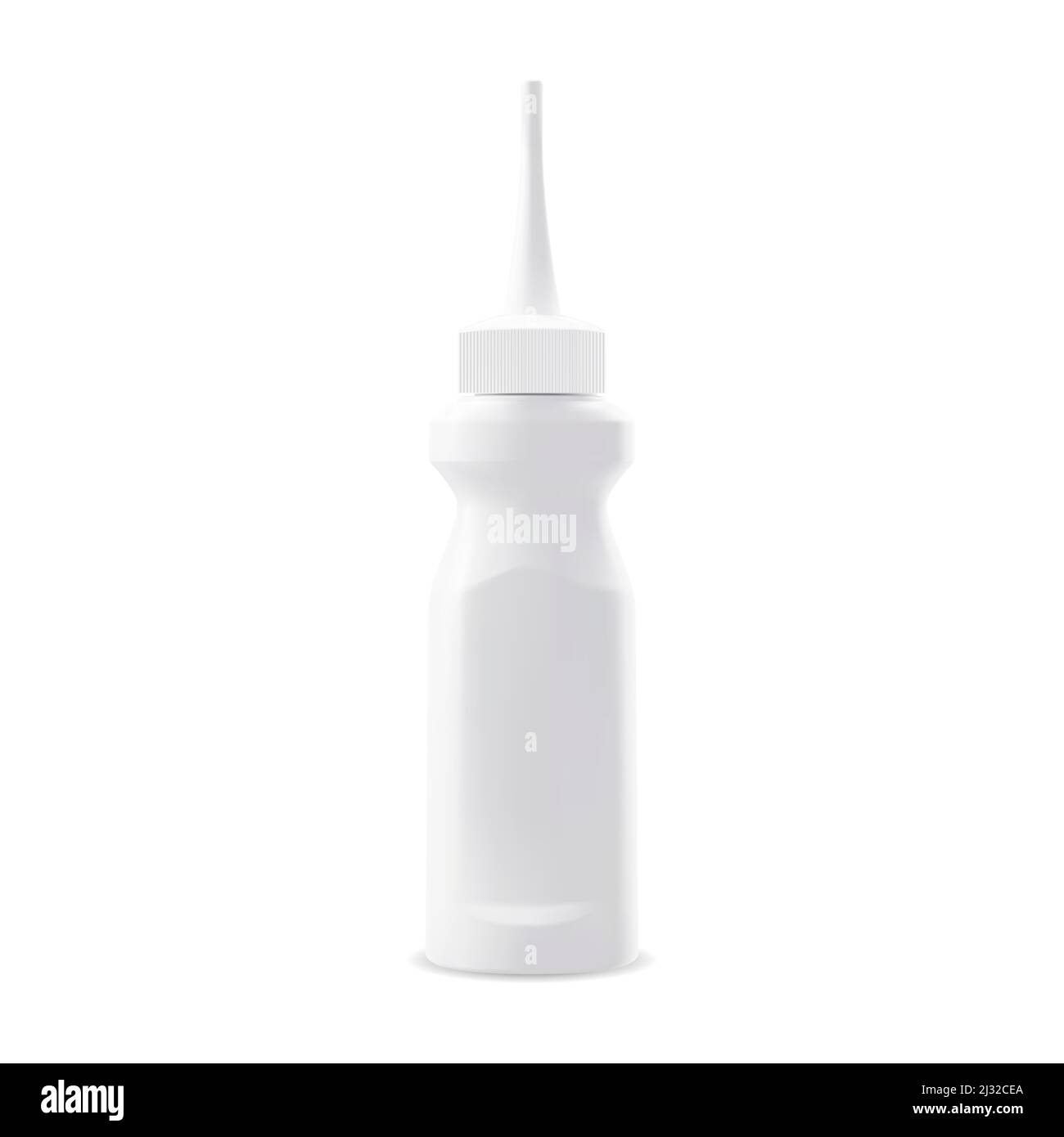 Bottiglia per capelli dye. Incollare il mockup di imballaggio del prodotto. Tubo di balsamo per tintura realistica, prodotto professionale per capelli. Contenitore contagocce in plastica super colla. WOM Illustrazione Vettoriale