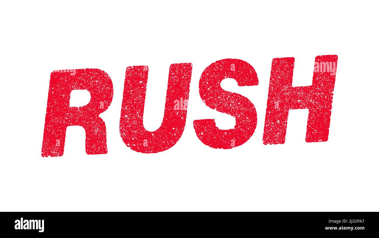 Illustrazione vettoriale della parola Rush in inchiostro rosso Illustrazione Vettoriale