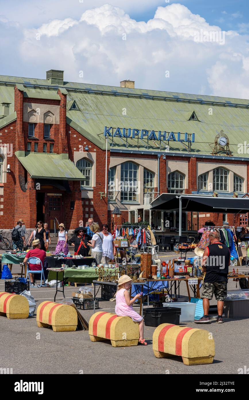 Mercato delle pulci di Hietalahti, Helsinki, Finlandia, Foto Stock