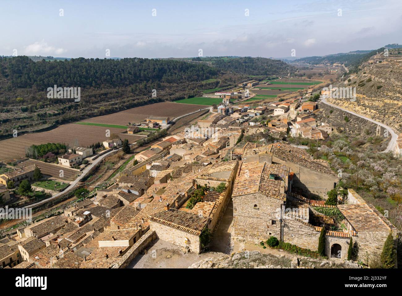 La città medievale di Guimerá, Catalunya, Spagna Foto Stock