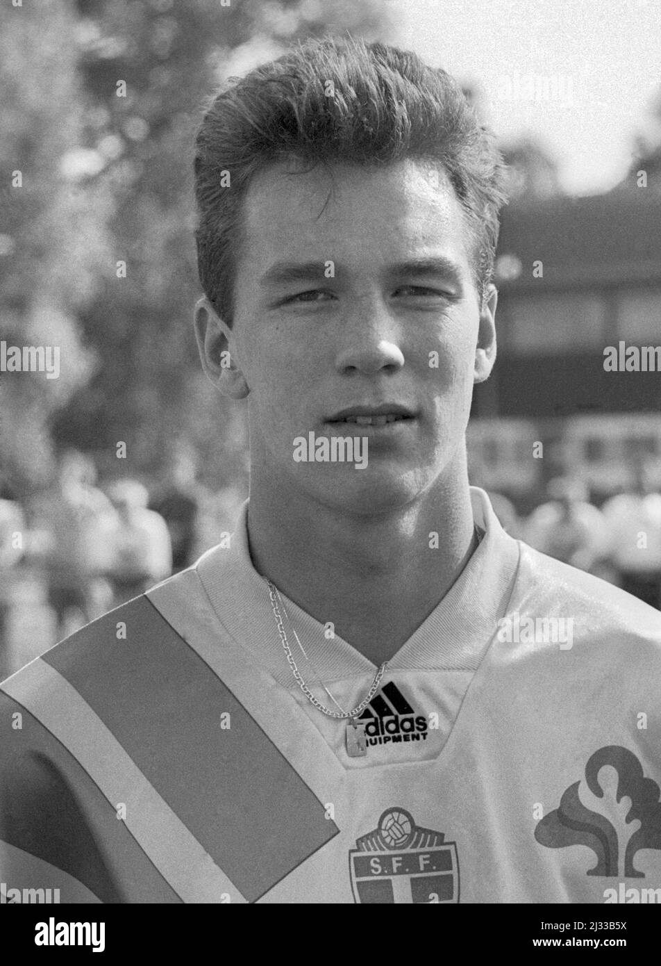 PATRIK ANDERSSON Malmö FF Football e la nazionale svedese al campionato europeo di calcio 1992 Foto Stock