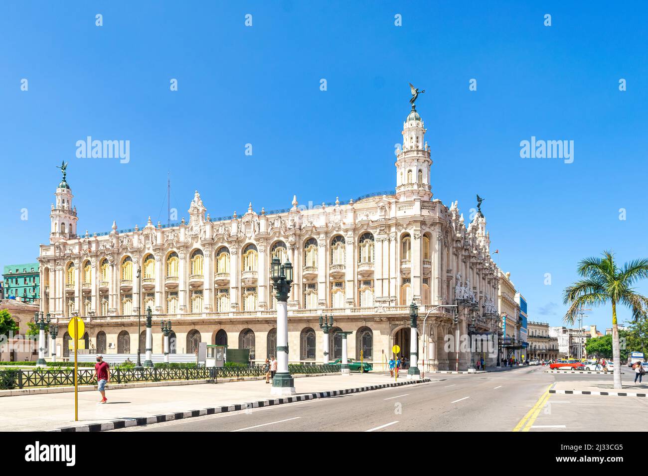 Paesaggio urbano e teatro nazionale Alicia Alonso, l'Avana, Cuba Foto Stock