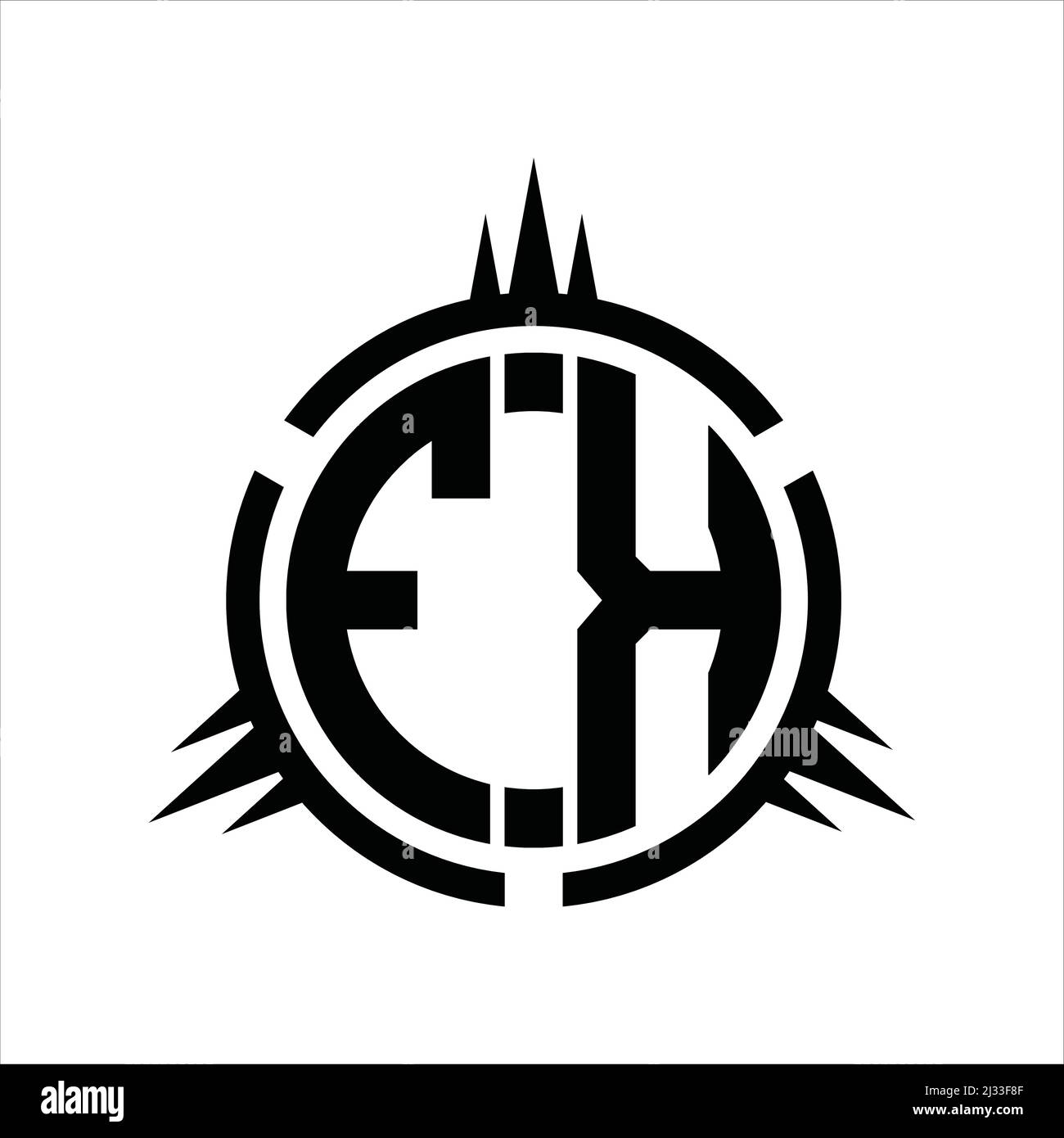 Monogramma con logo FK isolato sul modello di design dell'elemento circolare Illustrazione Vettoriale