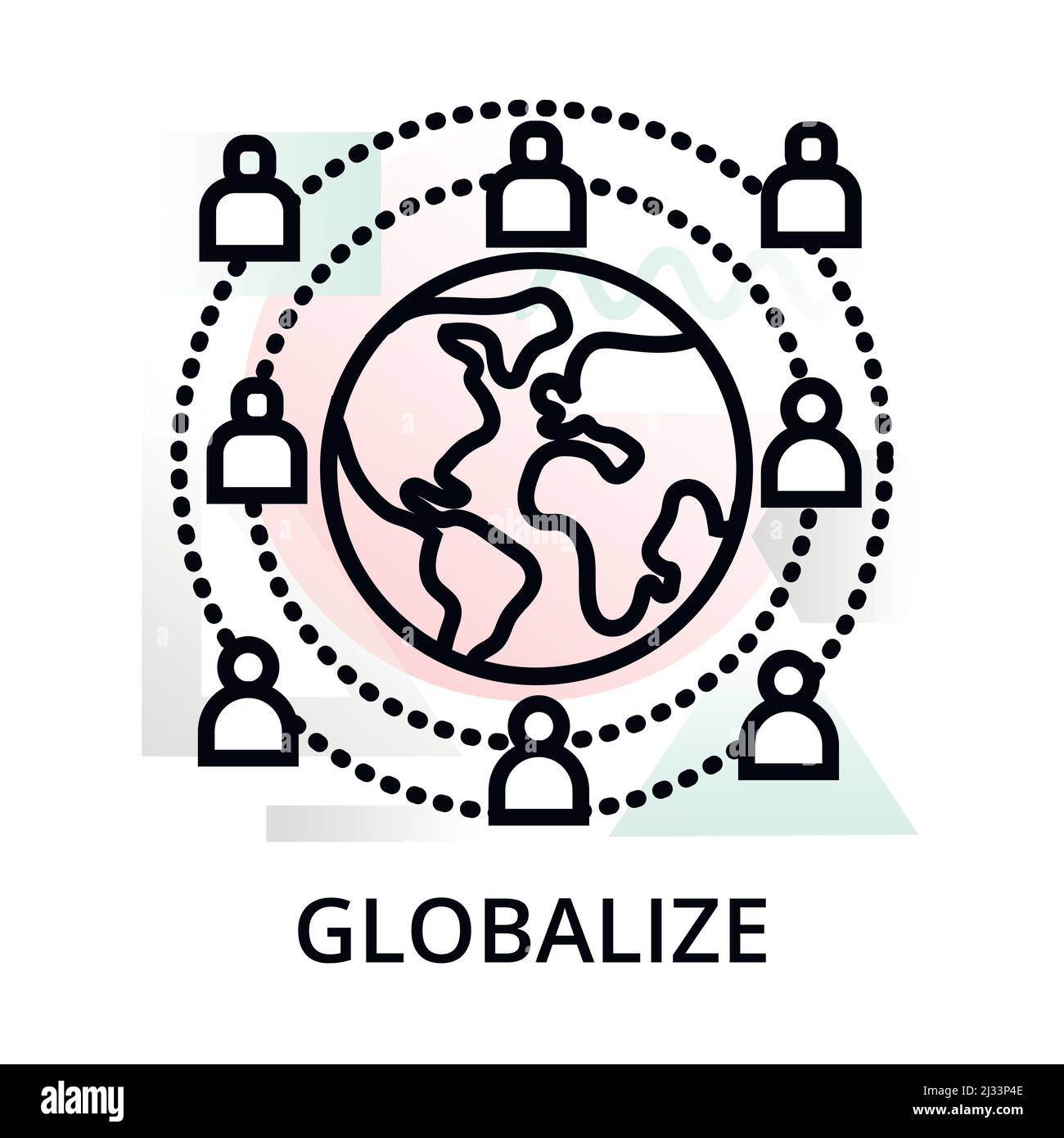 Icona globalizza su sfondo astratto da startup set, moderna illustrazione vettoriale di linea modificabile, per grafica e web design Illustrazione Vettoriale