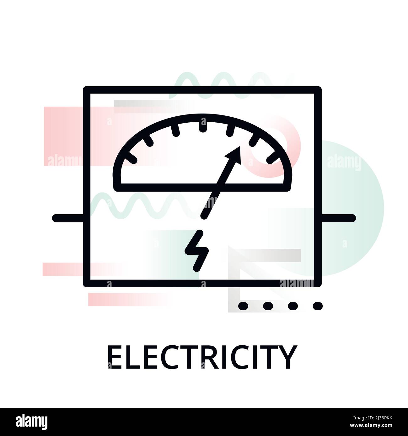 Icona del concetto di elettricità su sfondo astratto da icone scientifiche impostate, per grafica e web design, moderna illustrazione vettoriale di linea modificabile Illustrazione Vettoriale