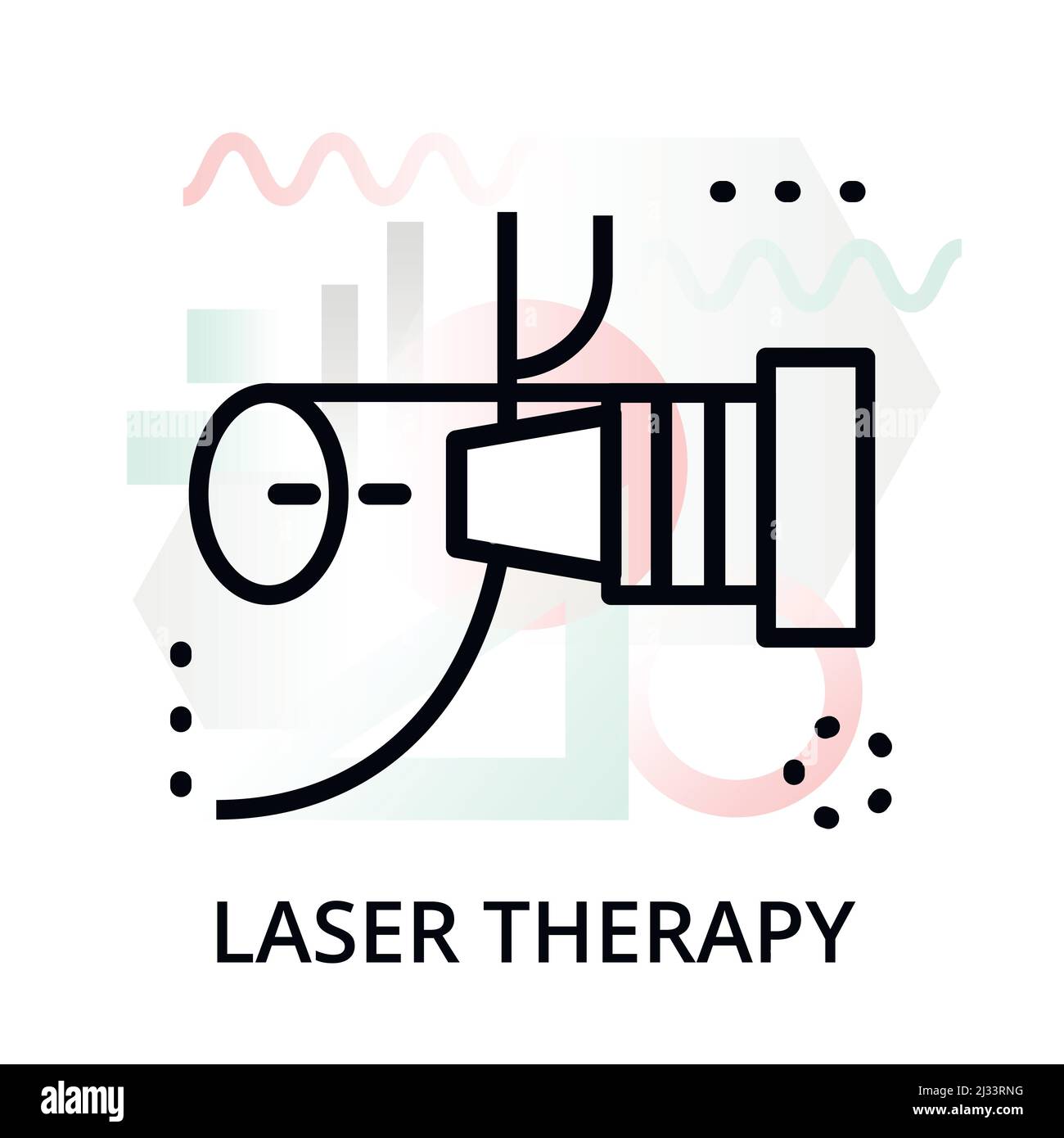 Moderna illustrazione vettoriale del disegno a linea piatta modificabile, concetto di icona di terapia laser su sfondo astratto, per disegno grafico e web Illustrazione Vettoriale