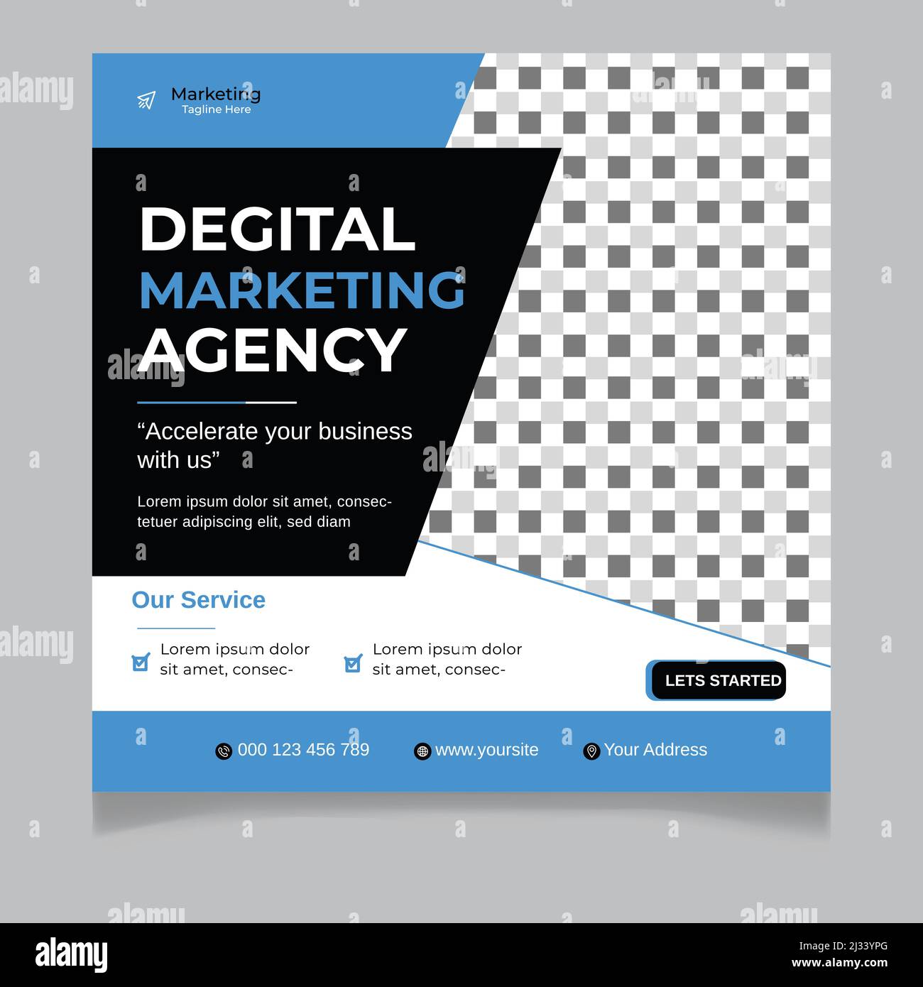 Modello post Social Media Agency Degital Marketing Illustrazione Vettoriale