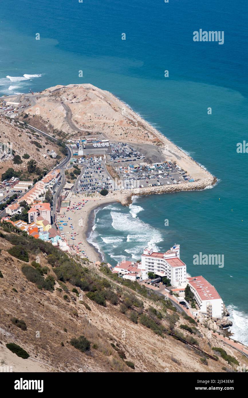 Terra bonificata su Sir Herbert Miles Road, Gibilterra Foto Stock