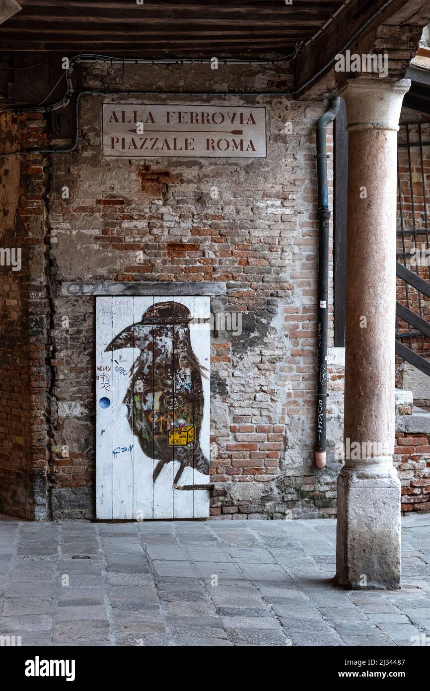 Arte di strada a Venezia, Veneto, Mare Adriatico, Italia, Europa Foto Stock