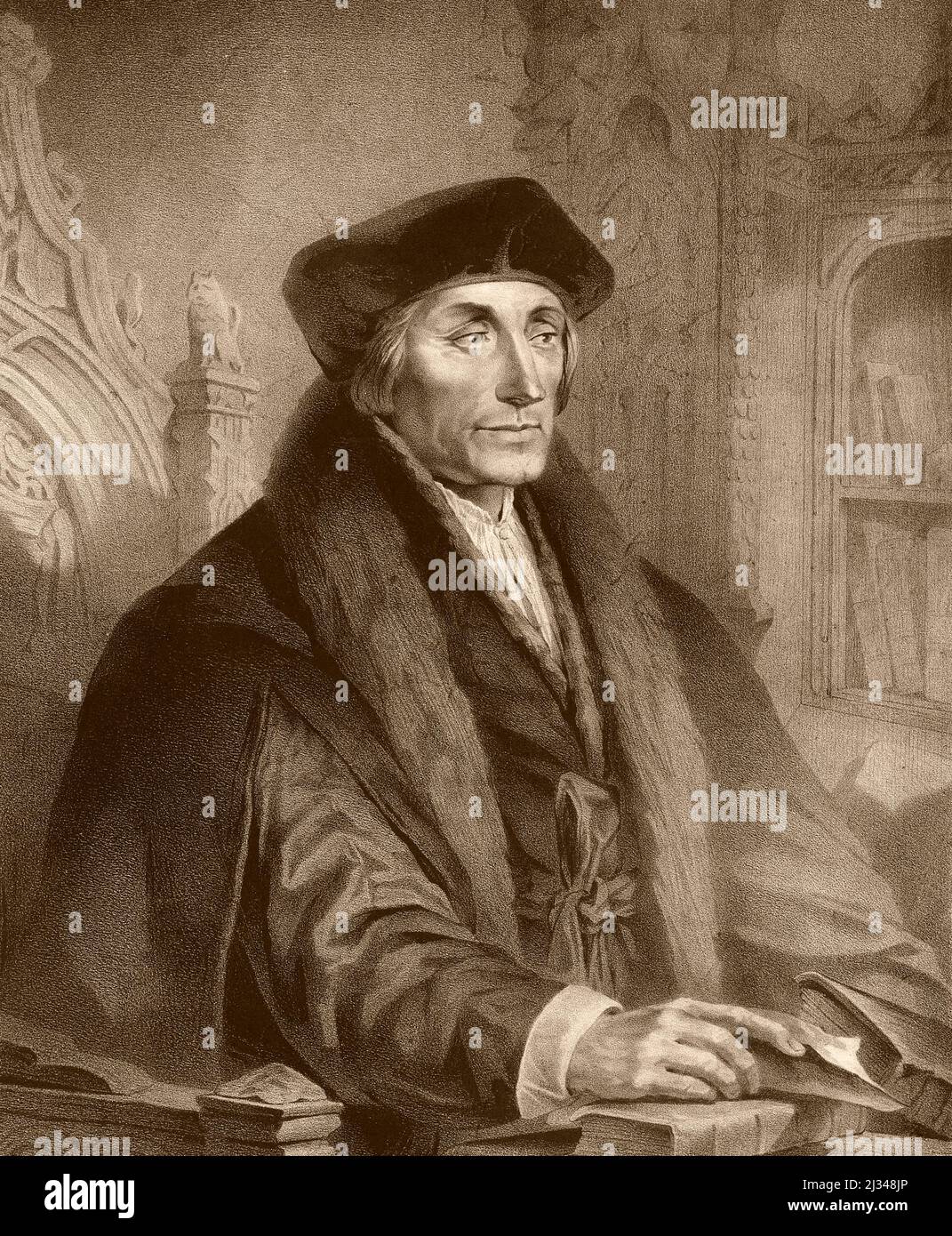 Erasmus di Rotterdam, in latino Desiderius Erasmus Roterodamus (Rotterdam, 27 – Basilea, 28 ottobre 1466 o 1469 – Basilea, 12 luglio 1536), è stato un Foto Stock