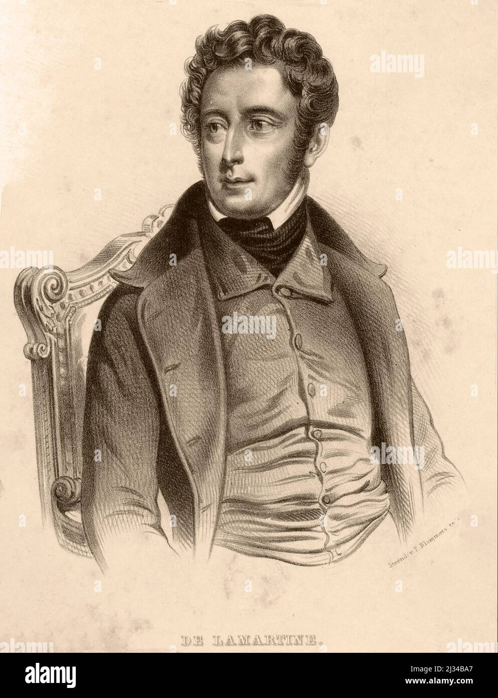 Alphonse de Lamartine, (21 ottobre 1790 - 28 febbraio 1869 ) ritratto di Carel Christiaan Antony Last, 1842 - 1887 Foto Stock