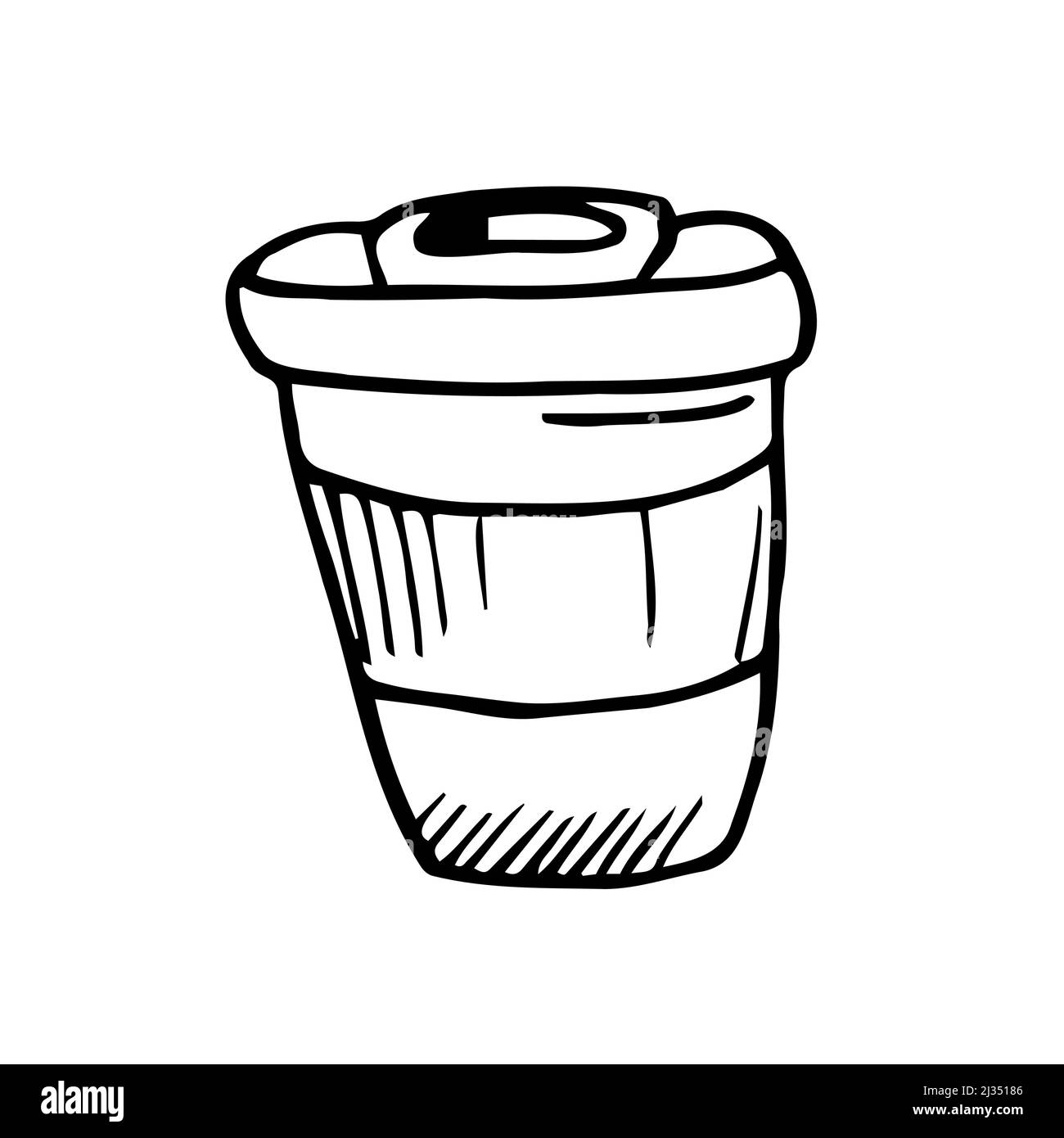 icona doodle. take away coffee cup. illustrazione vettoriale Illustrazione Vettoriale