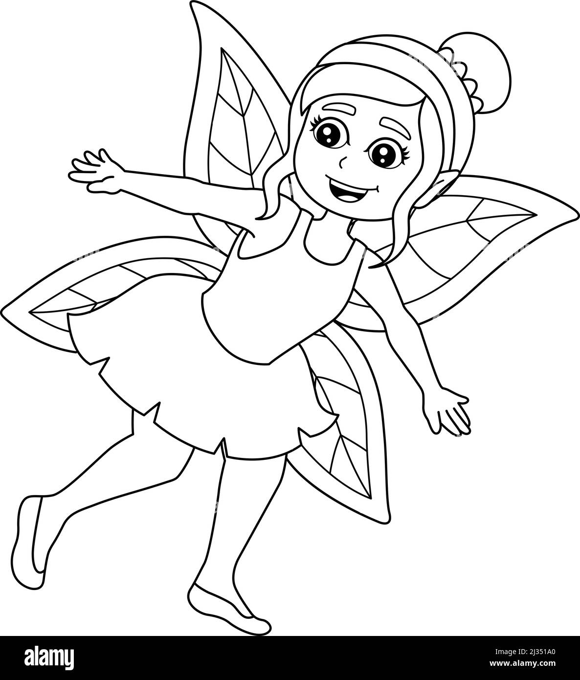Flying Fairy Coloring Page isolato per i bambini Illustrazione Vettoriale