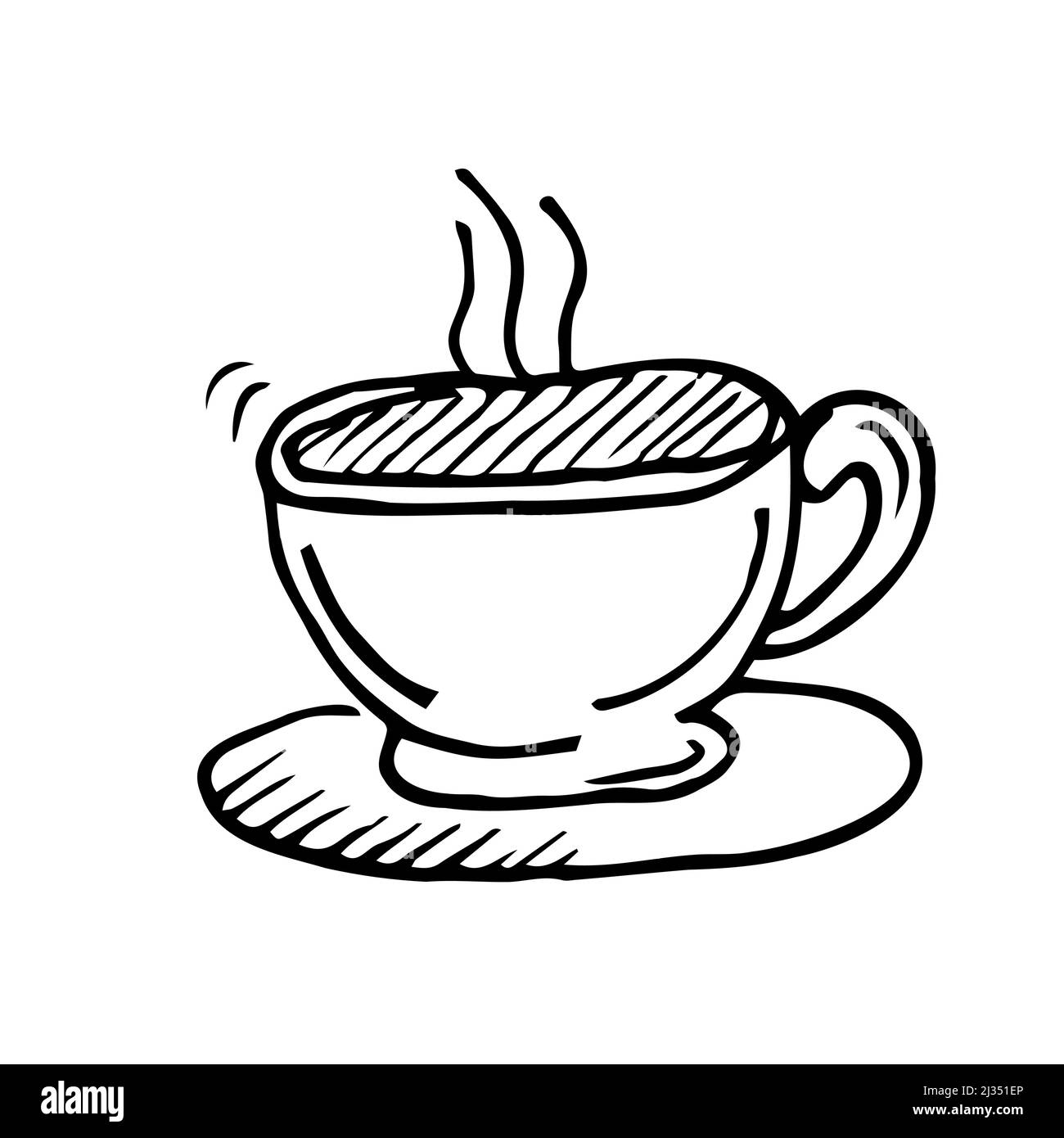 Caffè caldo o tè cupgraphic su sfondo bianco, vettore Illustrazione Vettoriale