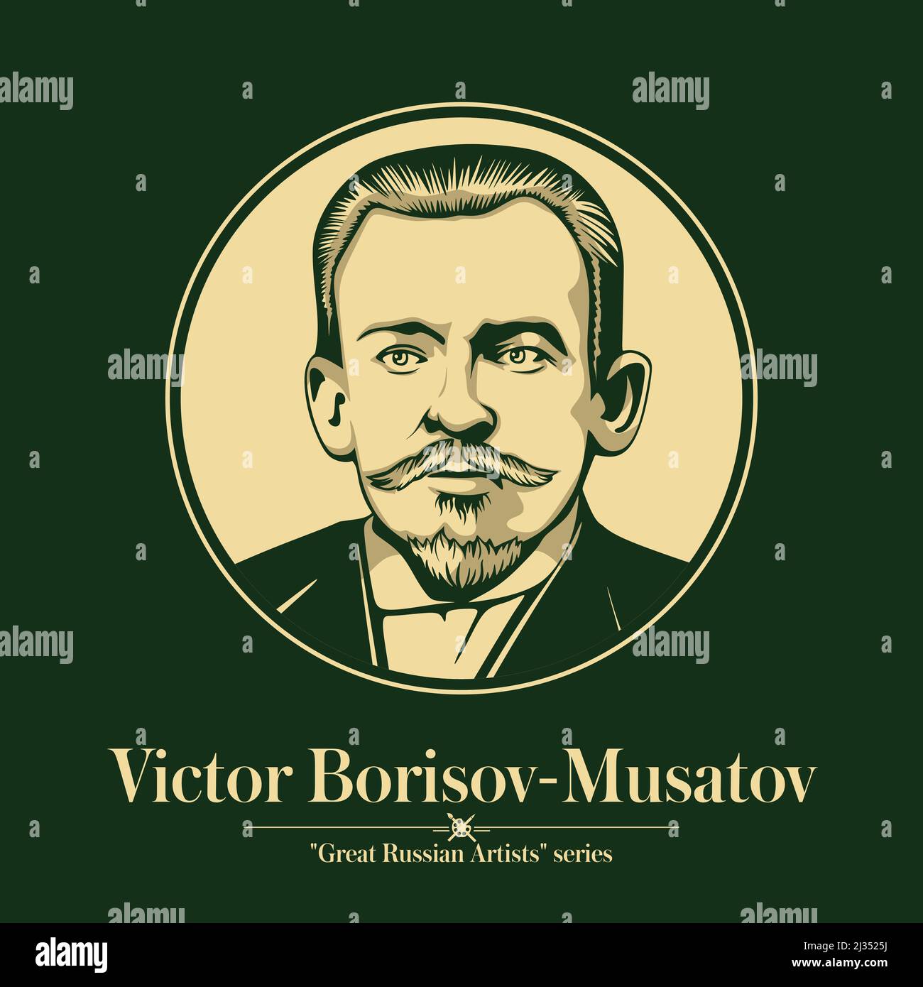 Grande artista russo. Victor Borisov-Musatov era un pittore russo, prominente per il suo stile post-impressionistico unico che mescolava simbolismo Illustrazione Vettoriale