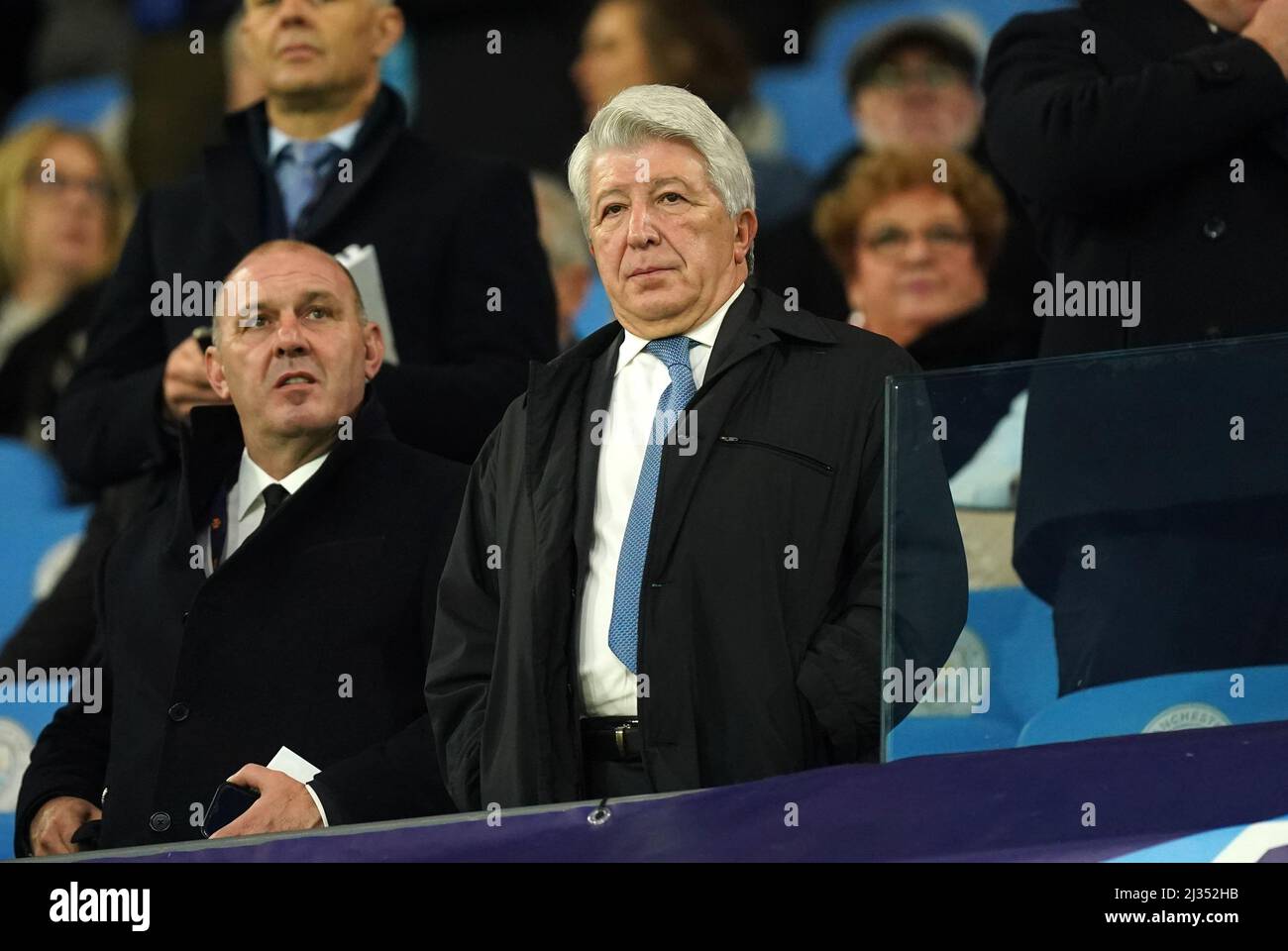 Atletico Madrid Presidente Enrique Cerezo Torres durante la prima tappa della finale del quartiere UEFA Champions League all'Etihad Stadium di Manchester. Data foto: Martedì 5 aprile 2022. Foto Stock