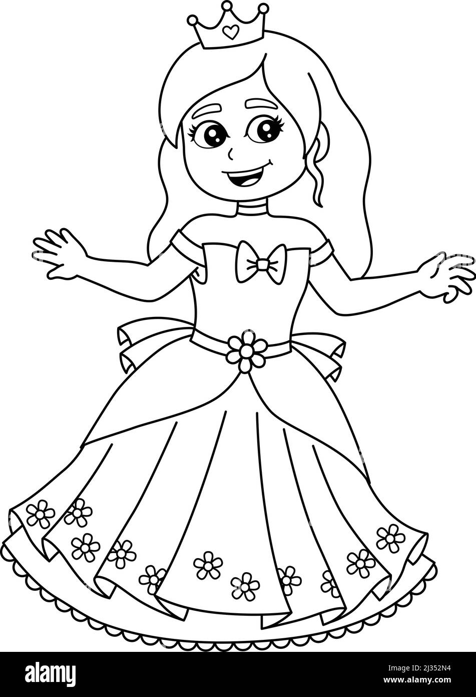 Principessa di fronte al Castello colorazione isolato Illustrazione Vettoriale