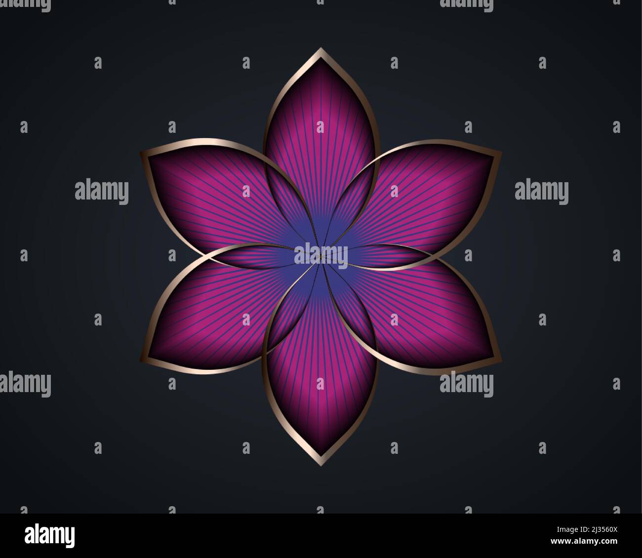 Mandala fiore di loto d'argento, seme di vita simbolo geometria Sacra. Logo icona mistica geometrica di alchimia rosa esoterico fiore. Segno metallico d'oro vettoriale Illustrazione Vettoriale