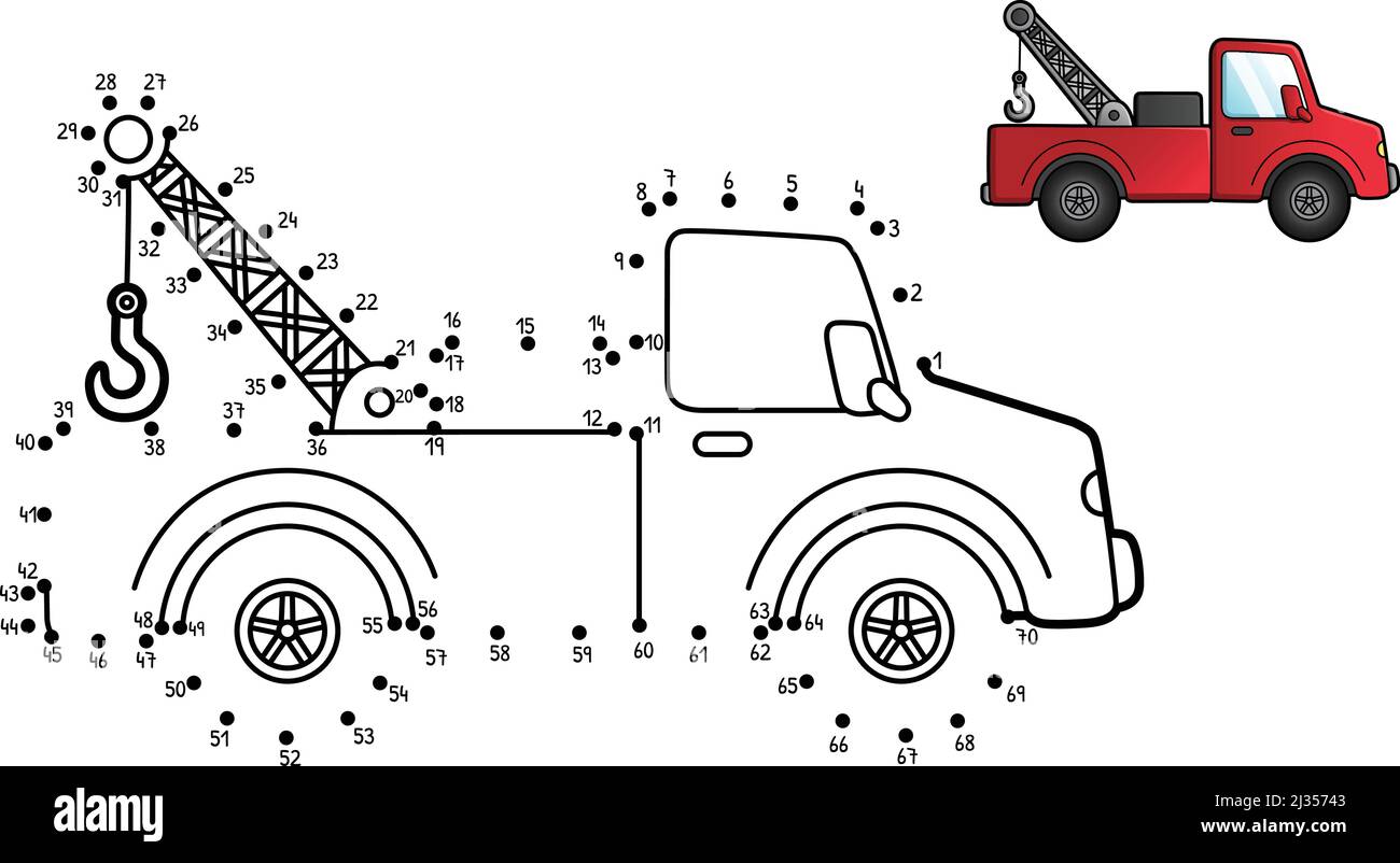 Pagina di colorazione isolata carrello di traino DOT-to-DOT Illustrazione Vettoriale