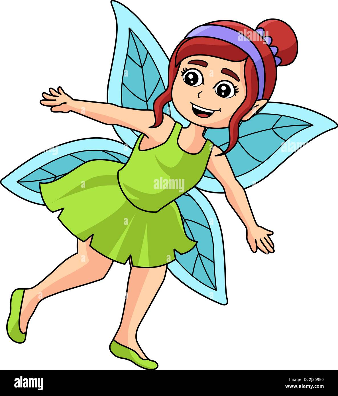 Flying Fairy Cartoon Coloured Clipart Illustrazione Illustrazione Vettoriale