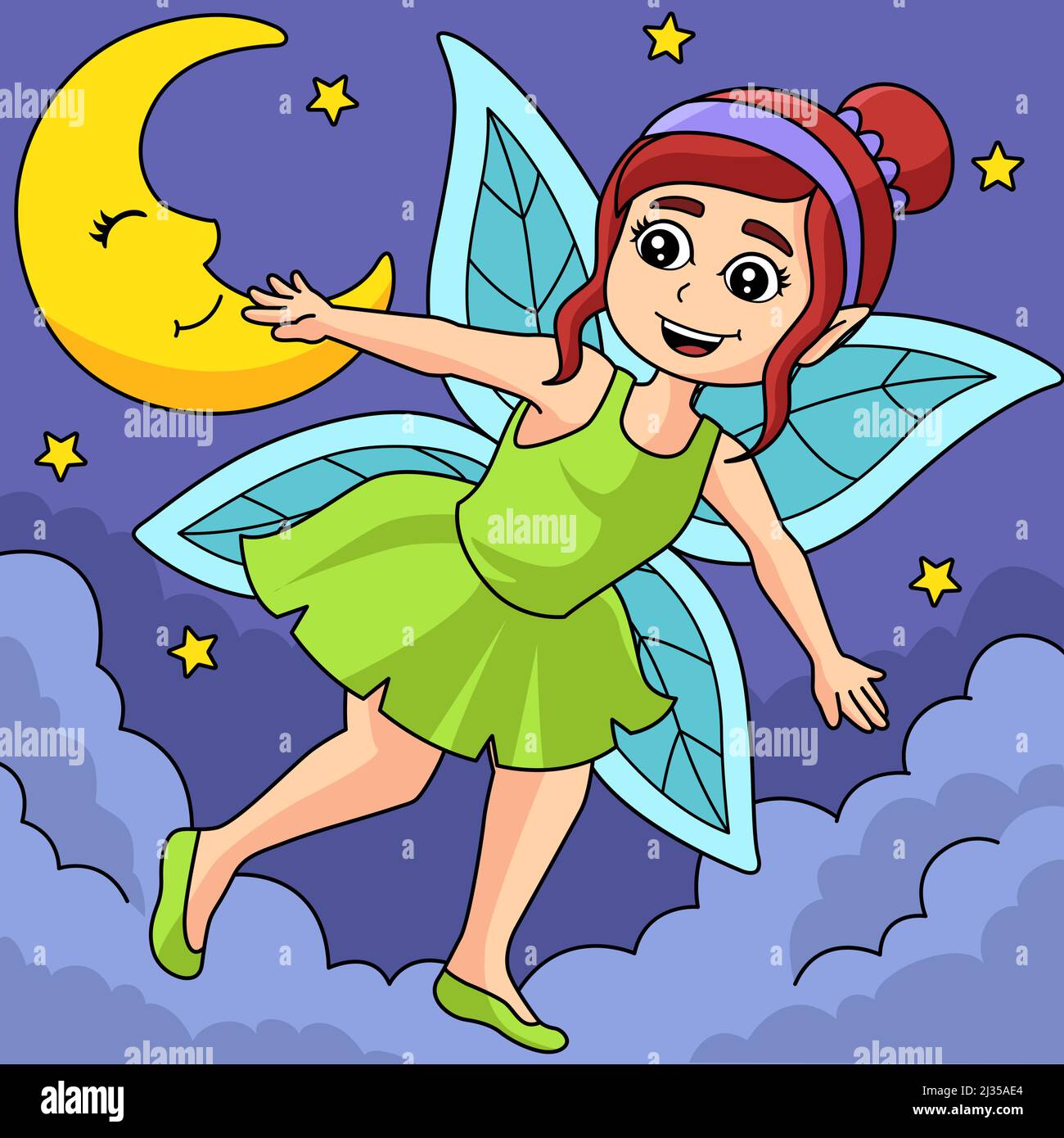 Illustrazione del cartoon colorato Flying Fairy Illustrazione Vettoriale